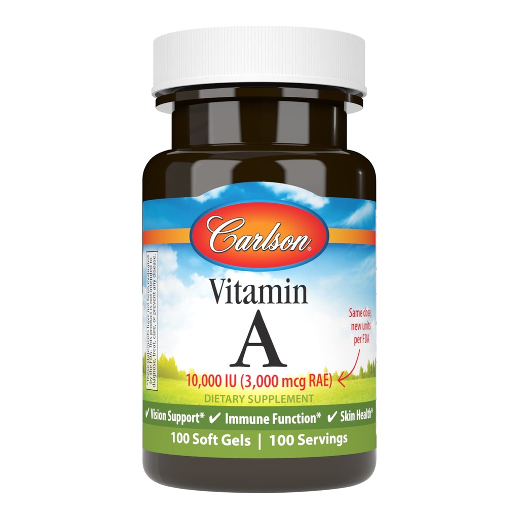 Carlson - Vitamine A, 10000 UI (3000 mcg RAE), Vision Santé, 100 Softgels