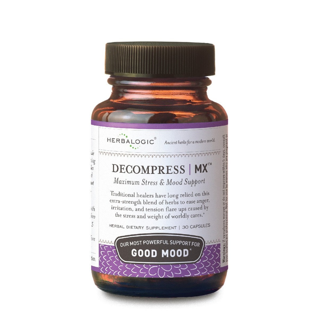 Herbalogic - Decompress MX Herb Capsules - Soulagement maximum du stress et de la tension - Réduit la colère et l'humeur, support positif - Basé sur la formule chinoise traditionnelle Xiao Yao San - 30 Cap Count