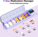 Daviky Smart Pill Organizer with Alarm, Bluetooth Daily Une fois par jour Pill Box 7 Day with APP, Weekly Travel Pill Case, Portable Pill Rappel pour les médicaments, suppléments et vitamines (Purple)