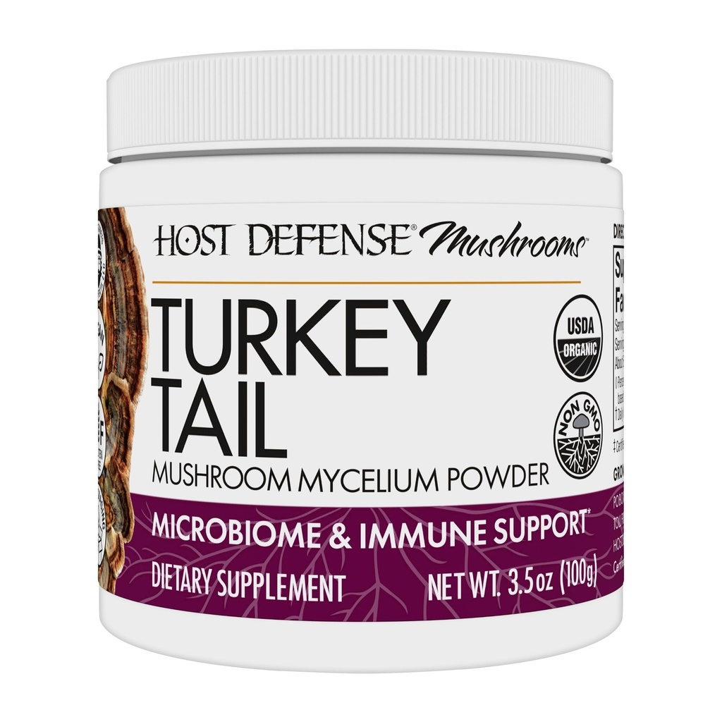 Défense de l'hôte Turquie Tail Mushroom Powder - Supplément de soutien à la santé digestive et immunitaire - Supplément de soutien aux champignons pour le soutien au microbiome gastro-intestinal et Gut - 3,5 oz (66 portions)*