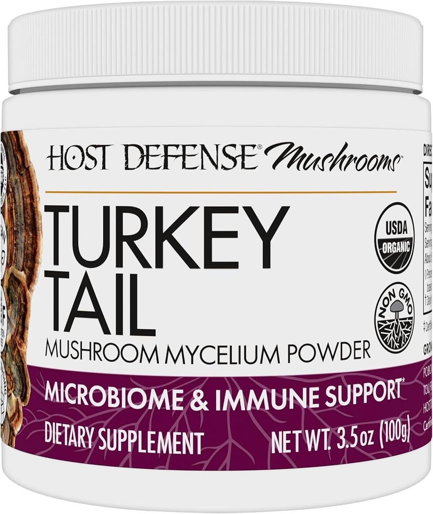 Host Defense Turkey Tail Mushroom Powder - Digestive Health & Immune Response Support Supplement - Mushroom Supplement for Gastrointestinal & Gut Microbiome Support - 3.5 oz (66 Servings)*