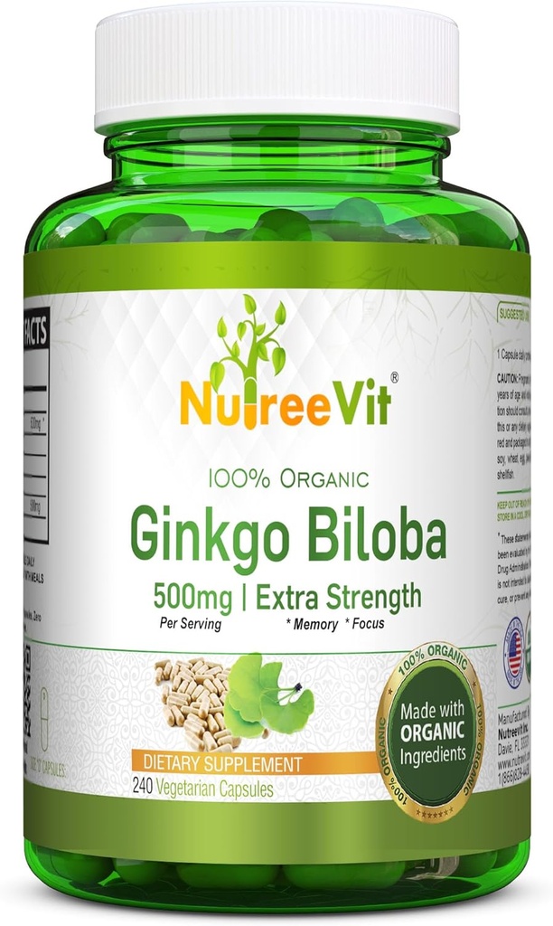 NutreeVit Ginkgo Biloba Capsules de supplément à base de plantes (240 Nombre)
