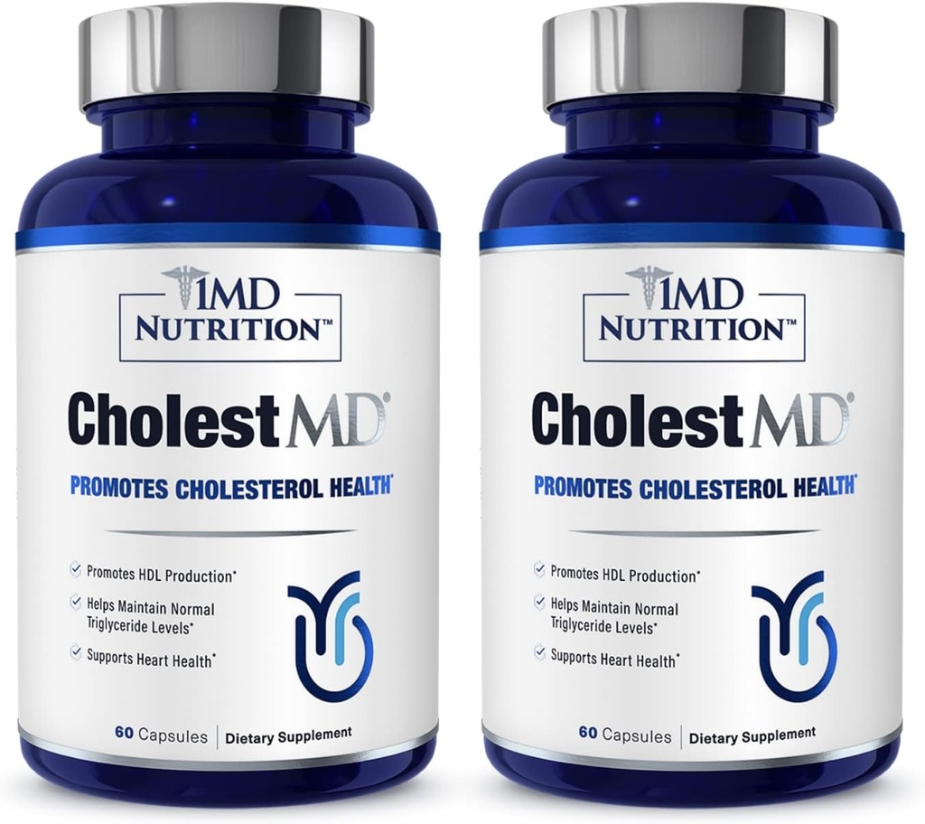 1MD Nutrition CholestMD avec extrait de feuille d'olive, Bergavit, Niacine, Ail.