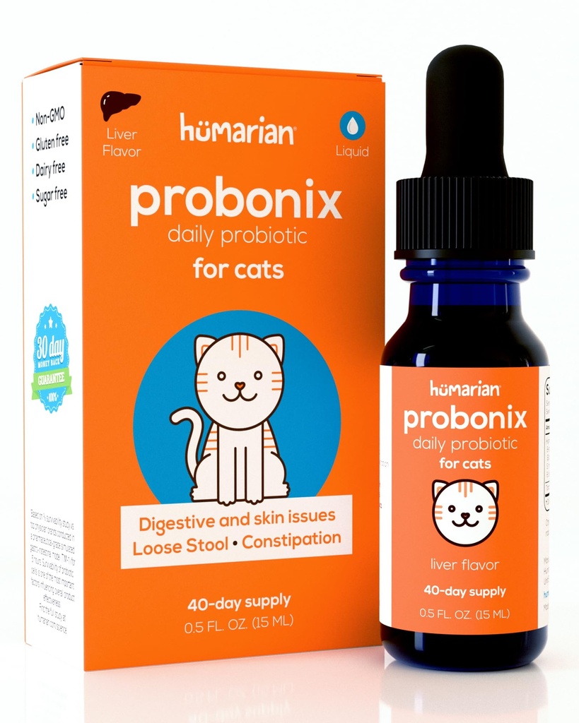 Probiotiques liquides de Probonix humarien pour les chats - 8 gouttes de probiotiques de Cat de formation pour fortifier la santé des femelles, la santé dentaire, l'immunité et plus - 30 jours d'approvisionnement - Foie