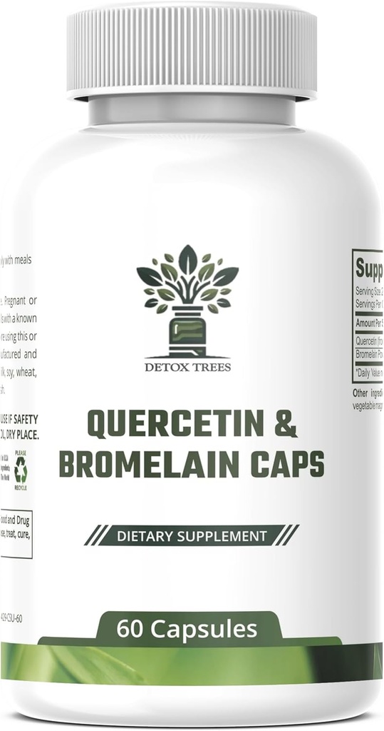 1000mg Quercetin, 200mg Complexe Bromelain - Soutien immunitaire, Supplément de santé respiratoire et allergique saisonnière - Vegan, non-OGM, 60 capsules