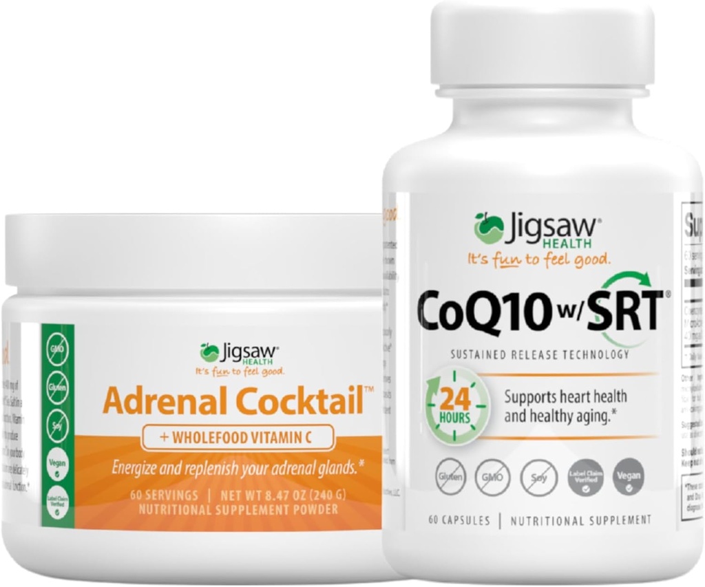 Cocktail adrénal, 60 portions (Jar) et CoQ10 w/SRT, 60 capsules