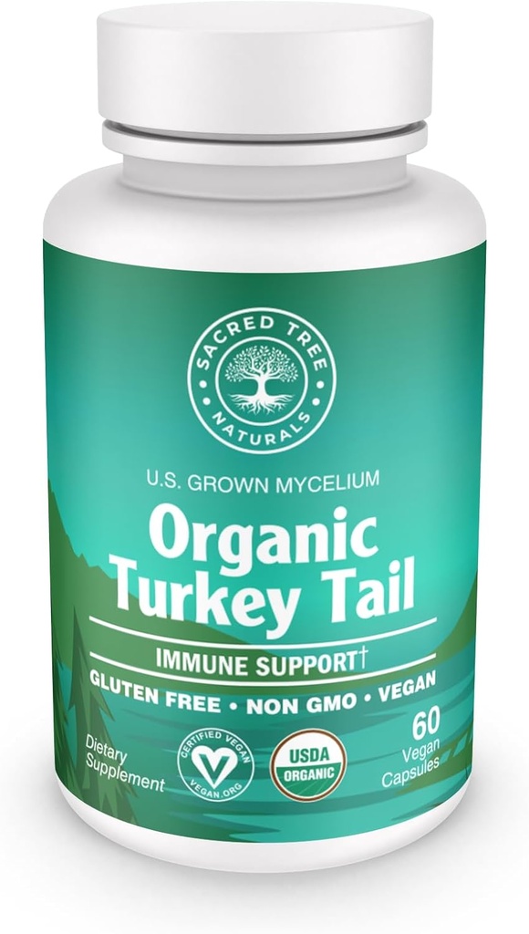 Gélules de champignons de la dinde biologique – supplément de soutien immunitaire, antioxydant riche, aide naturelle à la santé digestive, capsules de champignons végétaliens et non OGM pour le bien-être et la vitalité - 60 capsules (30 portions)
