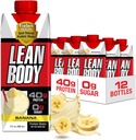 Lean Corps prêt à boire Secouement de protéines de banane, 40g de protéines, mélange de lactosérum, 0 sucre, sans gluten, 22 vitamines et minéraux, 17 once (carton et lard recyclables - boîte de 12) LABRADA