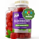 Gummées de mûres aînées de Sambucus + vitamine C + zinc pour enfants et adultes, support immunitaire X3, arômes naturels + ingrédients, végétalien, non-OGM, fabriqué aux États-Unis (60)