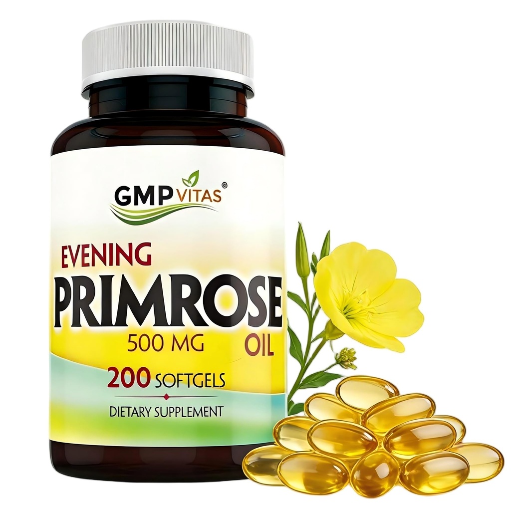 Huile de Primrose du soir 500mg SoftgelsCold Pressed Softgels avec 45mg GLA maintenir l'aspect lisse et sain de la peau soutient l'équilibre hormonal