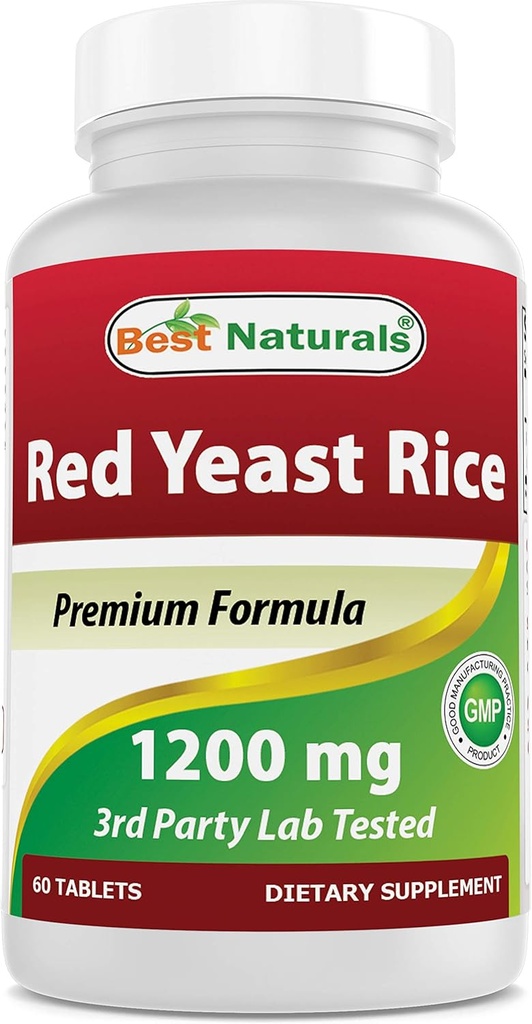 Meilleurs produits naturels Riz de levure rouge 1200 Mg 60 Comprimés (sans citrin)