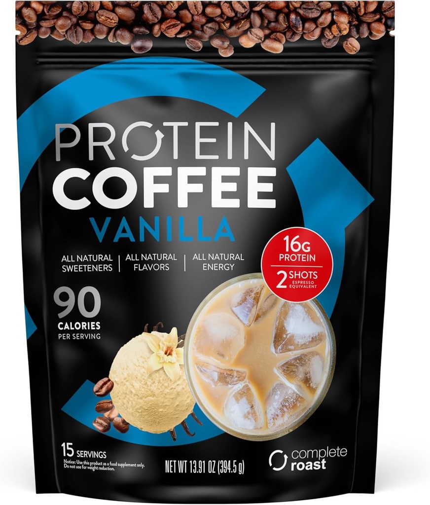 Complete Roast - Vanilla - Gourmet Coffee Protein - All Natural 15 Servings