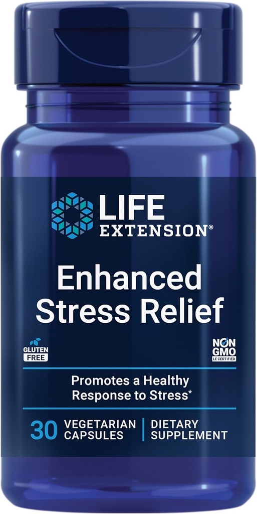Extension de vie Relief de stress amélioré, Extrait de baume de citron, L-théanine, décompress avec ce supplément pour le stress, sans gluten, non-OGM, végétarien, 30 capsules