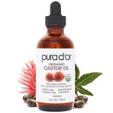 PURA D'OR 4 Oz huile de ricin ORGANIQUE - 100% pur USDA certifié froid pressé, sans cils et sourcils Hexane - Pour les cils et sourcils plus pleins et plus épais - peau et cheveux