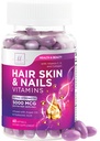 Vitamines pour les cheveux, la peau et les ongles pour les femmes - Biotin 5000mcg pour soutenir la croissance des cheveux avec huile d'argan, collagène et acide hyaluronique, belle peau, plus forte, cheveux et ongles supplément vitamine - 60 Softgels