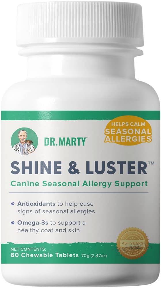 Dr. Marty Shine & Luster Soutien à l'allergie saisonnière Chewables pour chiens, 60 Ct.