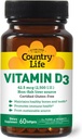 Pays Vie Vitamine D3 2500 I.U. Sans gluten, 60 Softgels