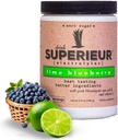 Superieur Electrolytes – Supplément d'électrolyte à base de plantes avec minéraux de mer pour l'hydratation et la récupération–Keto Friendly, non-OGM, Zero Sugar, végétalien, boisson sportive saine en poudre– Blueberry Lime (70 portions)