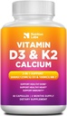 Vitamine D3 K2 5000 UI supplément avec du calcium, multivitamines soutient la santé immunitaire, les os forts, les dents et les fonctions cardiaques avec extrait de poivre noir biopérine 60 comte (paquet de 1)