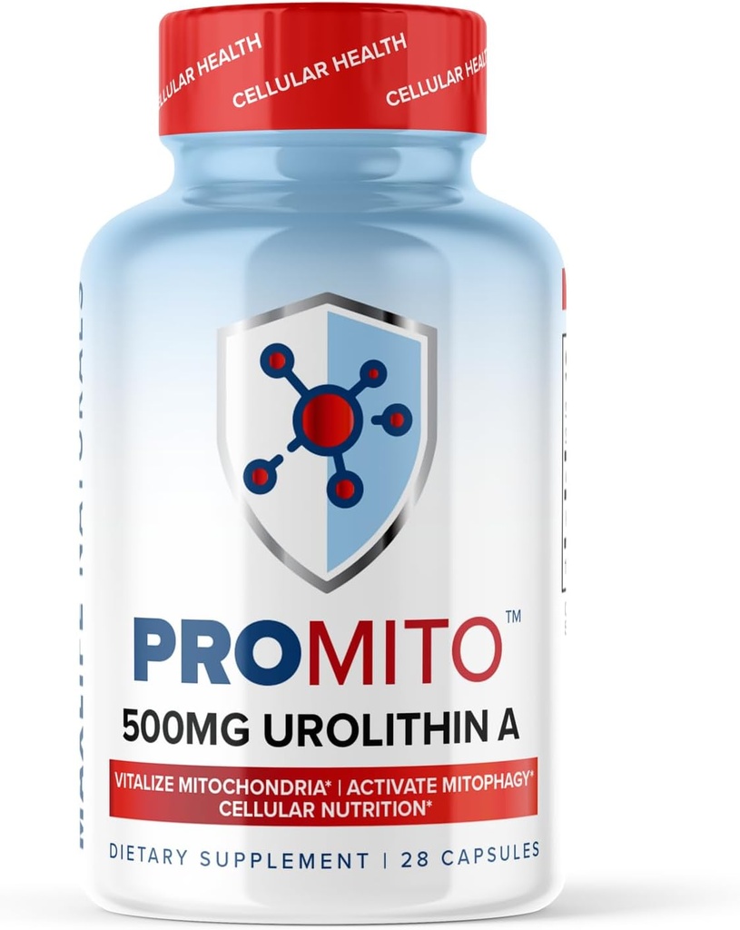 ProMito Urolithin Un supplément – 500mg Urolithine pure Un supplément alimentaire pour les hommes et les femmes – Alternative à NMN, NAD, CoQ10, Resveratrol & PQQ – 28 capsules