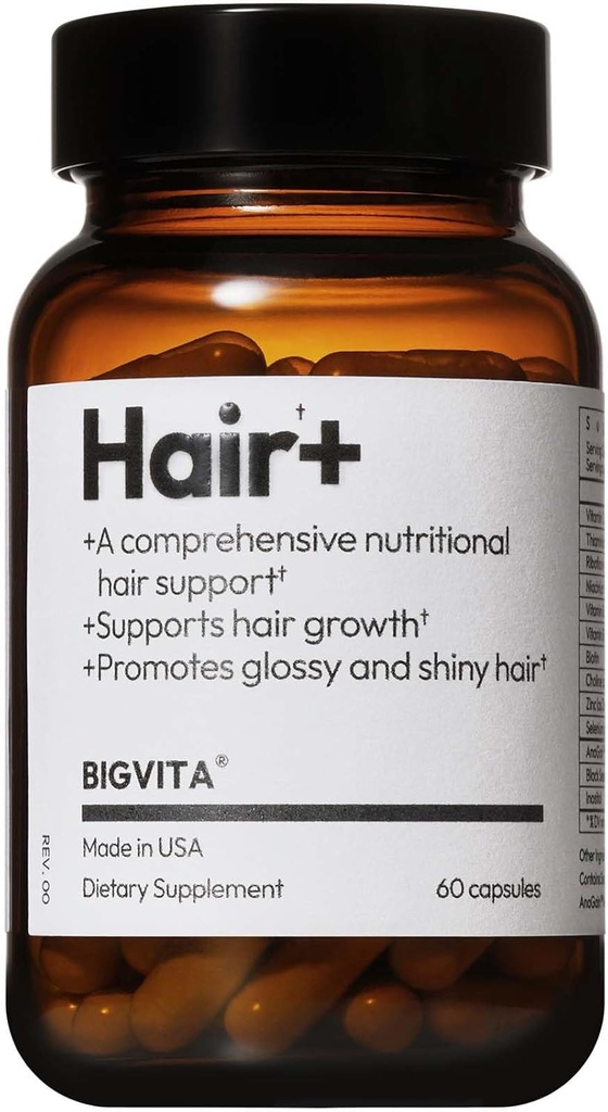 BIGVITA Hair Growth Supplement – Fast Hair Regrowth for Thicker, Fuller Hair | AnaGain™ Nu, Biotin, Black Sesame Extract | Hair Loss Support for Women & Men | Vegan, Gluten-Free – 1 Month Supply