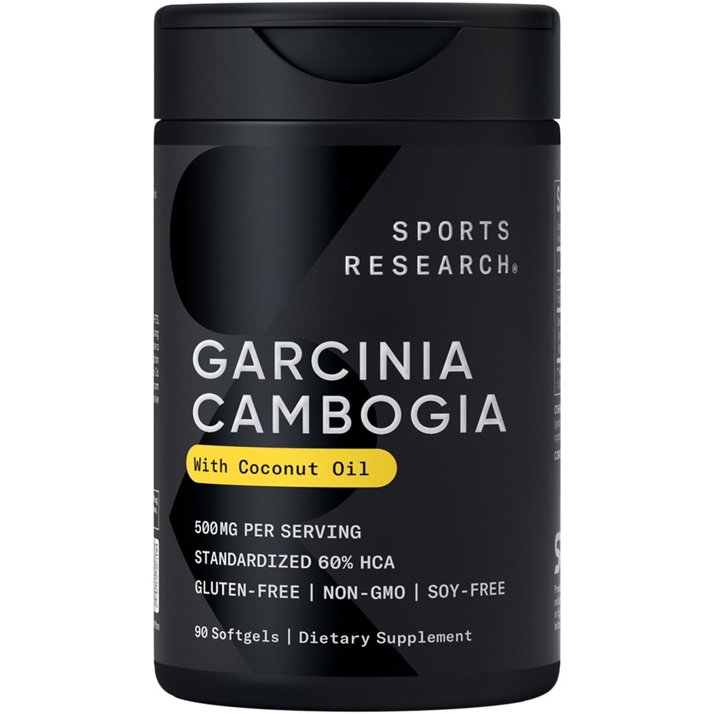 Recherche sportive Extrait de Cambogia de Garcinia (60% HCA) avec huile de coco bio vierge extra.