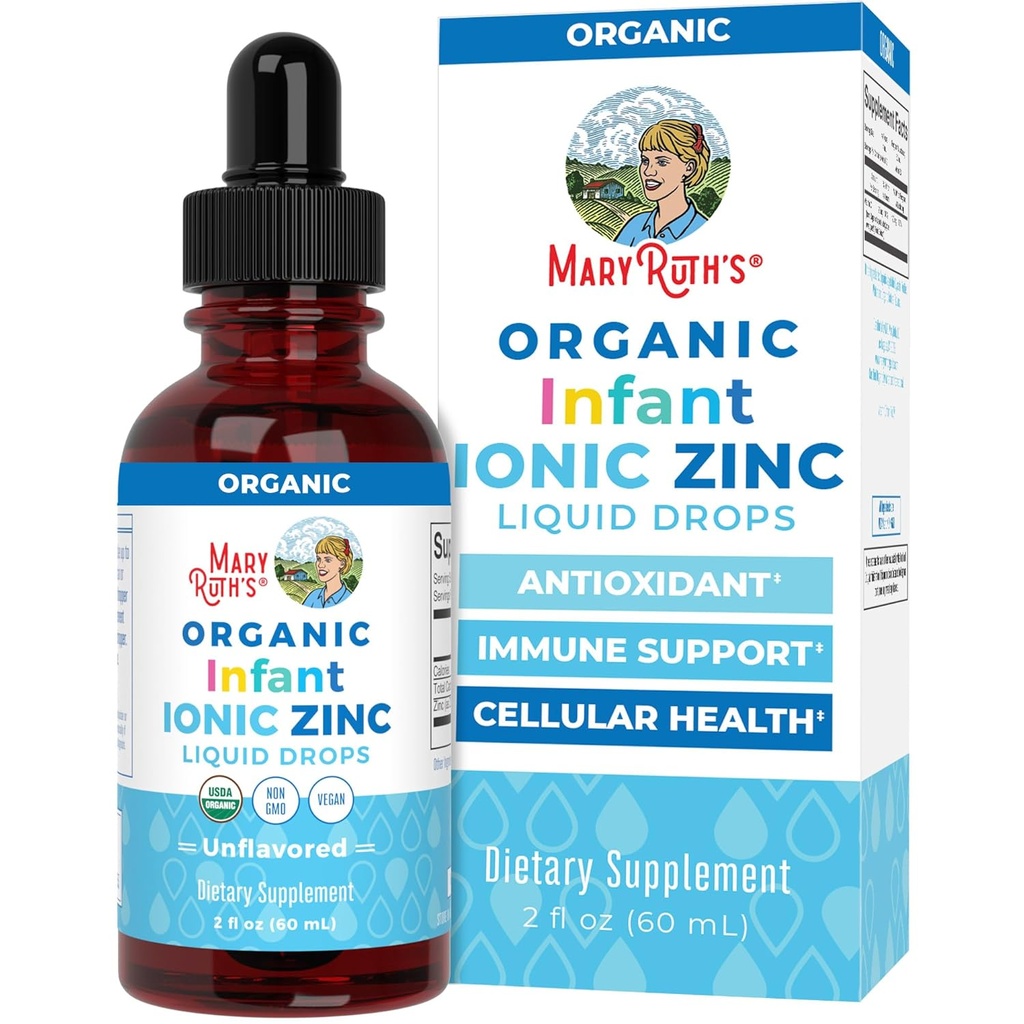 MaryRuth Organics Organic Infant Ionic Zinc Liquid Drops.Sulfate de zinc pour le soutien immunitaire.Glycérine biologique.