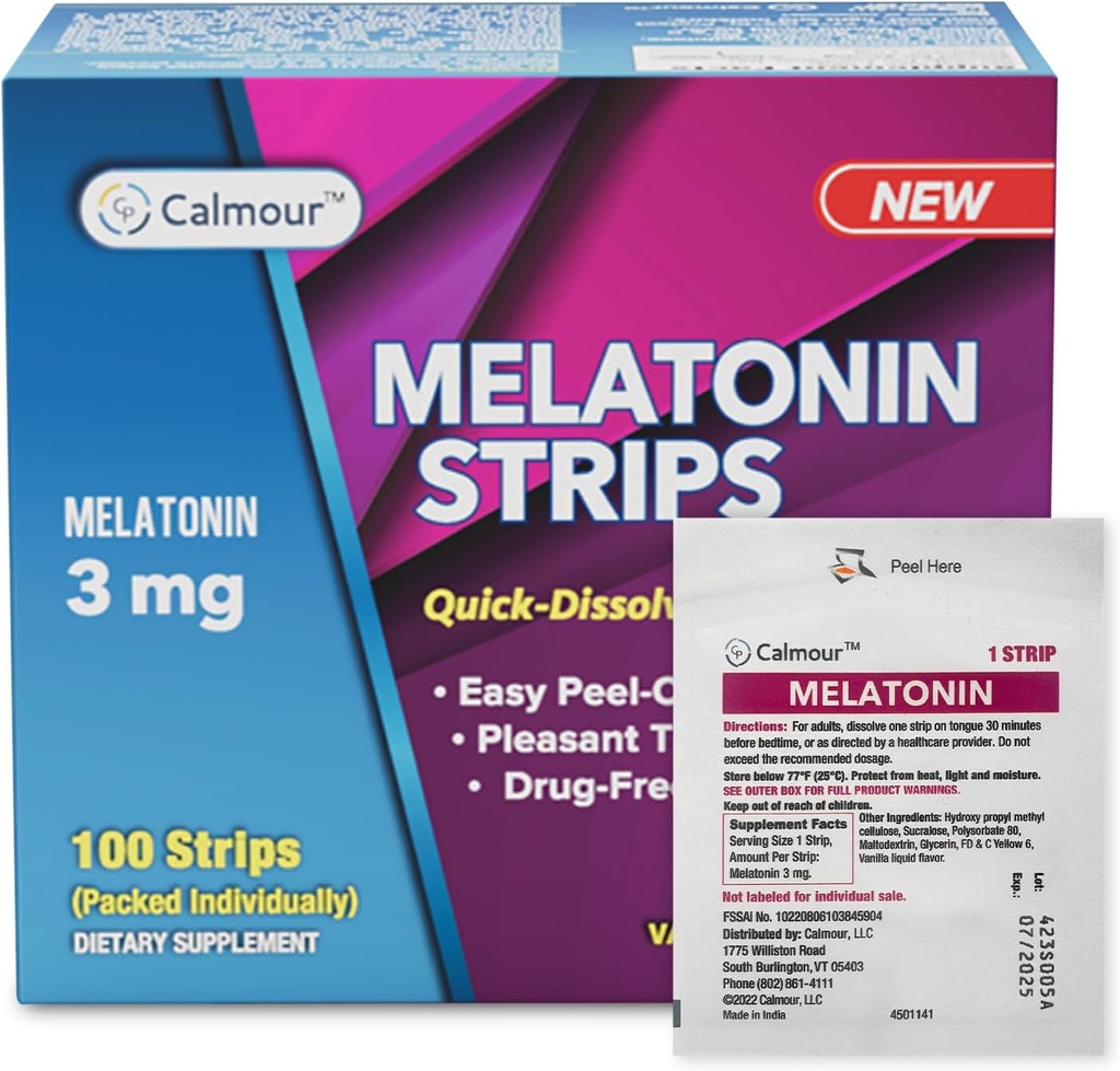 100 Oral Sleep Strips | Quick-Dissolving 3mg Melatonin Strip | Works Faster Than Gummies | Relaxation Napping Supplements | The Ultimate Sleeping Aid for Better Rest and Eye Health