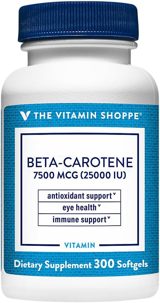 La vitamine Shoppe Beta-Carotène 2 500UI (Vitamine A), antioxydant pour la vision et la santé immunitaire (300 Softgels)