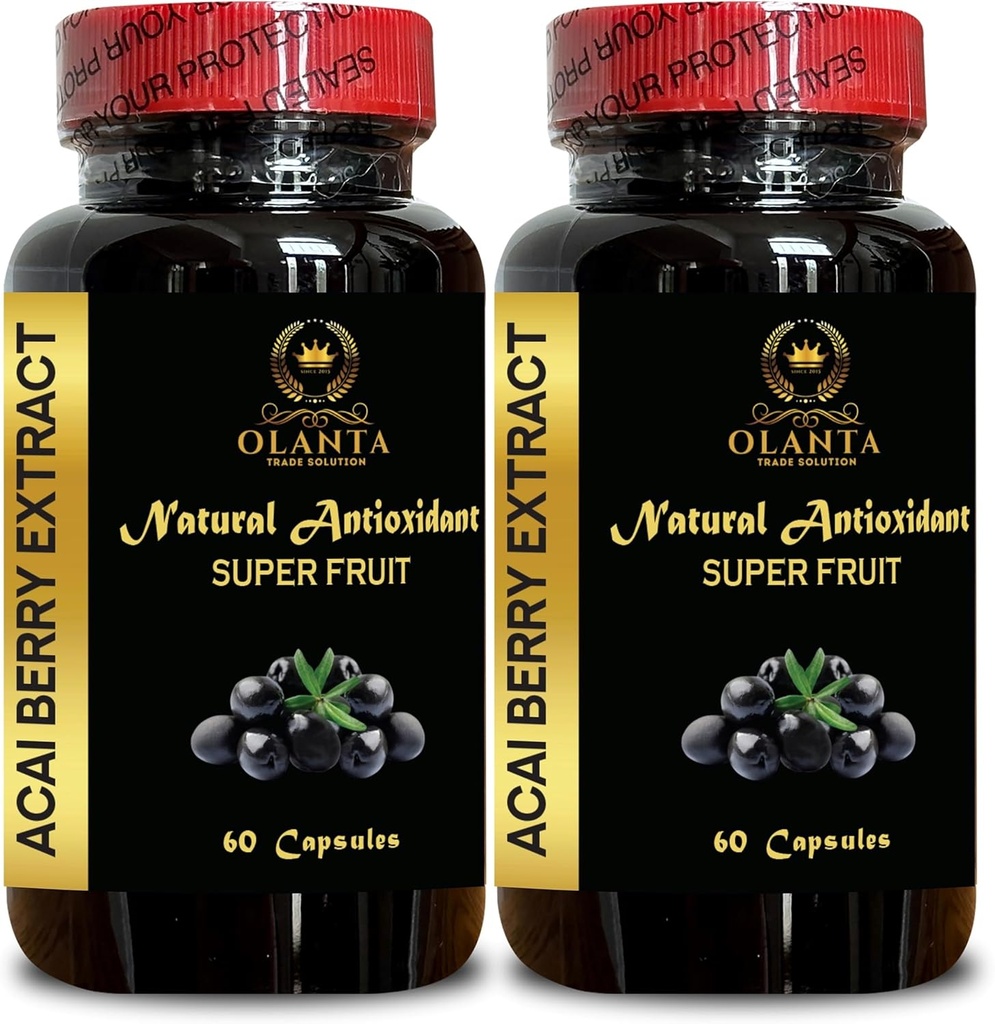 ACAI Berry Extract - Antioxydant-Rich Superfood pour Imune Support pour les femmes et les hommes, Wellness Recharge, Daily Energy Support - 2 bouteilles 120 Capsules.