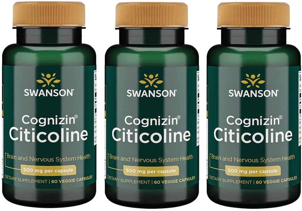 Swanson Cognizin Citicoline 1000 Milligrammes 60 Capsules de légumes (3 Pack)