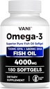 Fish Oil Omega 3 （4000mg）, 180 Softgels，Omega 3 Fatty Acid Supplements with EPA & DHA for Brain & Heart Health*