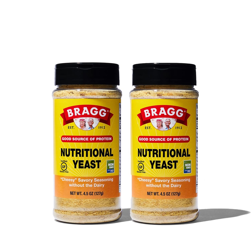 Assaisonnement nutritionnel de levure de Bragg Premium - végétalien, sans gluten – bonne source de protéines et de vitamines – substitut de fromage de parmesan à saveur nutritive (original, 4.5 once (paquet de 2))