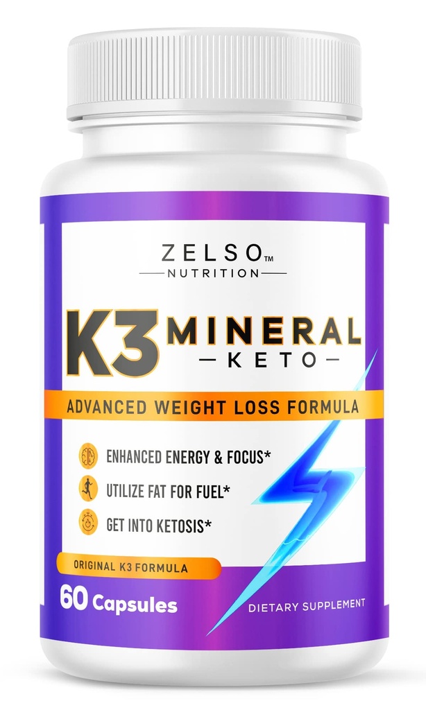 ZELSO K3 Mineral Weight Loss Pills for Women and Men, K3 Mineral Pills - K3 Sel Mineral, Vitamine + K3 Capsules Supplément pour la perte de poids Keto - 1 mois d'approvisionnement