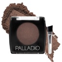 Poudre de sourcils Palladio pour sourcils, poudre de sourcils douce et naturelle avec huile de jojoba et beurre de karité, aide à améliorer et à définir les sourcils, taille compacte pour la poursuite ou le voyage, comprend pinceau applicateur, brun foncé