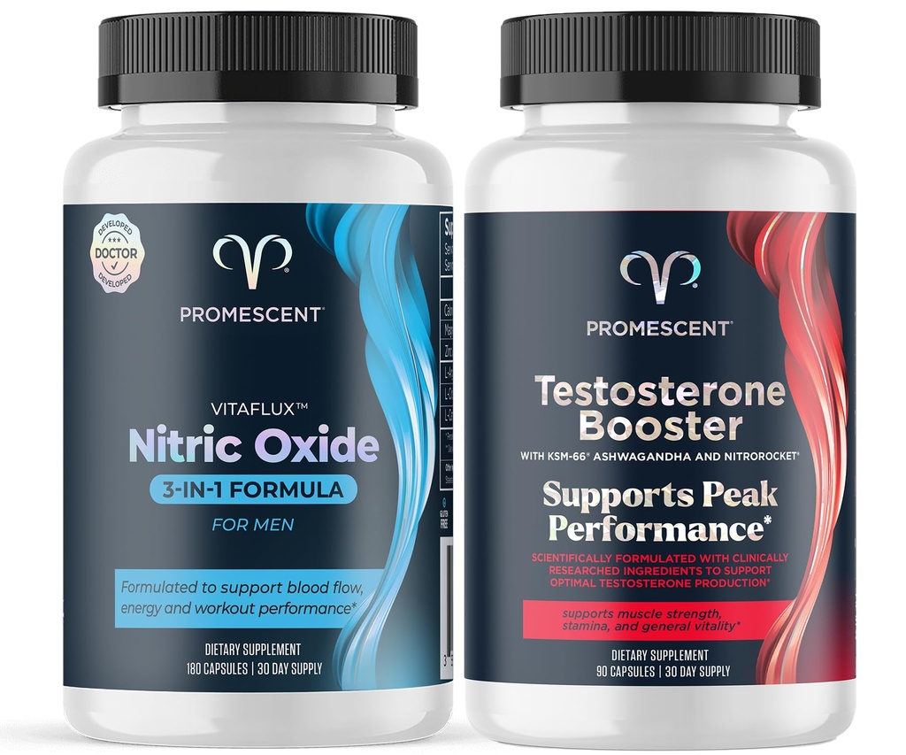 Supplément à oxyde nitrique pour VitaFLUX, L Arginine l Suppléments à Citrulline de qualité pour hommes + supplément testostérone pour hommes avec/Tongkat Ali (LongJack), KSM-66 Ashwagandha