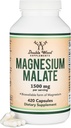 Capsules de malate de magnésium (420 Nombre) - 1 500 mg par portion (Magnésium lié à l'acide malique), tiers testés, végétaliens amis, sans gluten par des suppléments en double bois