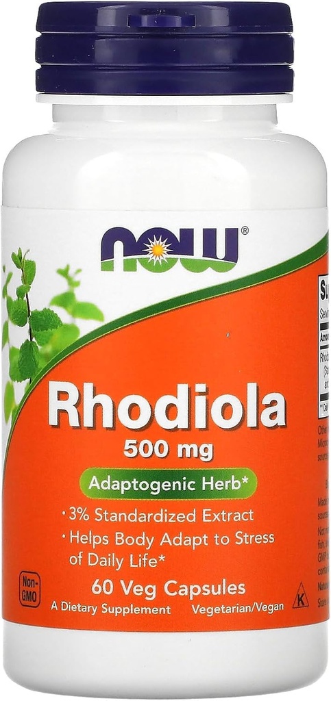 MAINTENANT ALIMENTAIRES Rhodiola 500MG Extrait 3PCT60 VCAP, 60 CT