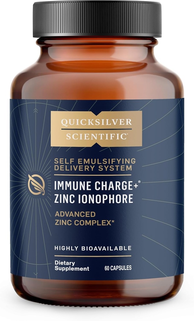 Quicksilver Scientific Immune Charge+ Zinc Ionophore - Supplément de zinc complexe avec Quercetin, Luteolin, Hesperetin Immune + GI support (60 capsules)