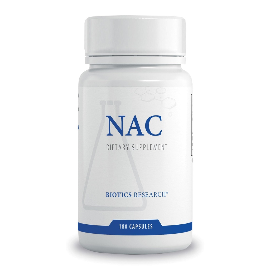 Recherche en biotique NAC N acétyl L Cysteine, 500 Milligrammes, Production de glutathion, Soutien à la désintoxication, Récupération musculaire, Lungs en santé. 180 Casquettes