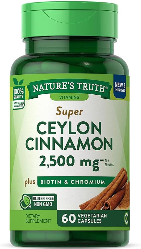 Nature's Truth Super Cinnamon plus Biotin & Chromium Quick Release Capsules - 60 ct, Pack of 3