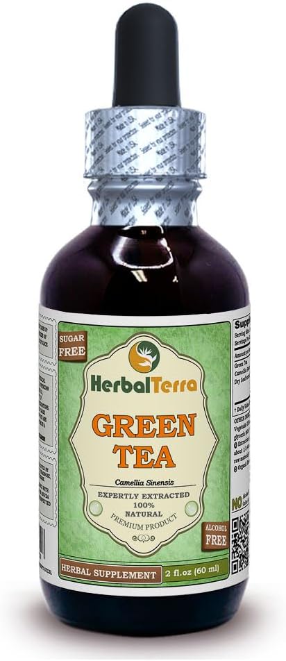 Herbal Terra LLC Thé vert (Camellia Sinensis) Glycérite, feuilles séchées organiques Extrait liquide sans alcool 2 oz