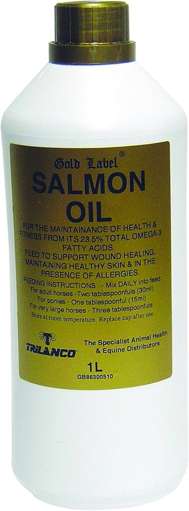 Label d'or huile de saumon, supplément de cheval, pour la santé, la condition physique et le renforcement du système immunitaire, 1 litre