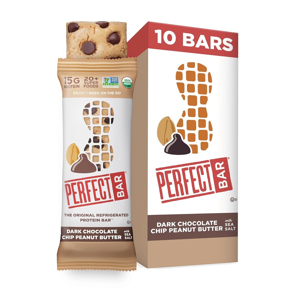 Barre de protéines de beurre d'arachide, haute teneur en protéines, bio, sans gluten, sans soja, sans OGM, sans alcools de sucre, 2,3 Ounce Bar, 10 Compte