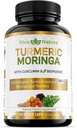 Moringa curcuma - Suppléments curcuma curcuma biologique et poudre de Moringa biologique - Supplément de 120 capsules de légumes pour les femmes et les hommes