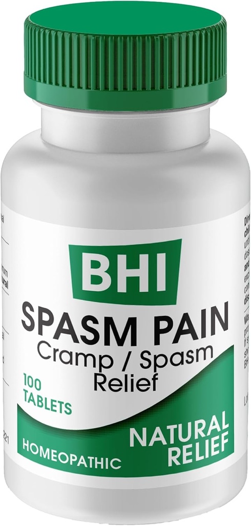 Spasme BHI Relaxeur naturel Relief pour les crampes menstruelles, Bloating, Aches et Spasmes musculaires 5 ingrédients homéopathiques actifs Soin naturel du corps entier pour les femmes - 100 comprimés
