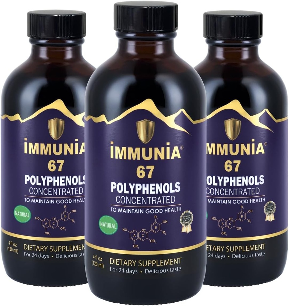 Immunia 67 Polyphénols - Concentré de mûres et fruits antioxydants. Supplément antioxydant Premium avec 67 polyphénols (anthocyanes, quercétine, resvératrol, etc.)