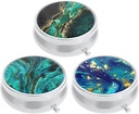 Boîte à pilules de 3 paquets, petit étui à pilules pour la Purse & Pocket, organisateur de médicaments mignons Pillbox de voyage, porte-conteneur de pilules portable pour tenir les vitamines, les médicaments, l'huile de poisson et les suppléments, Teal Ocean Marble