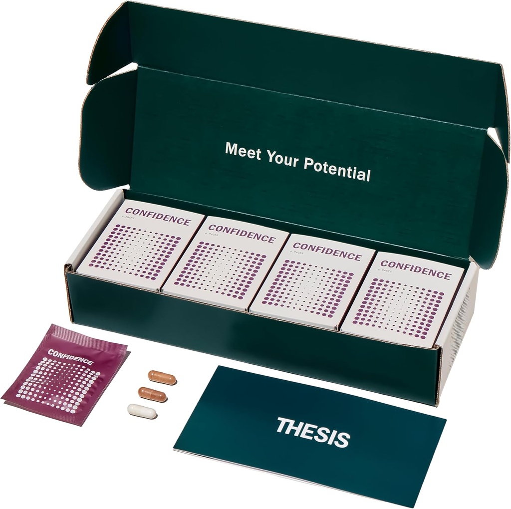 Confiance en thèse - Supplément de soutien au cerveau nootrope - Soothe Nerves & Promote Emotional Well-Being - Ashwagandha, Safran, L-Theanine & More - 24 portions - 1 mois d'approvisionnement