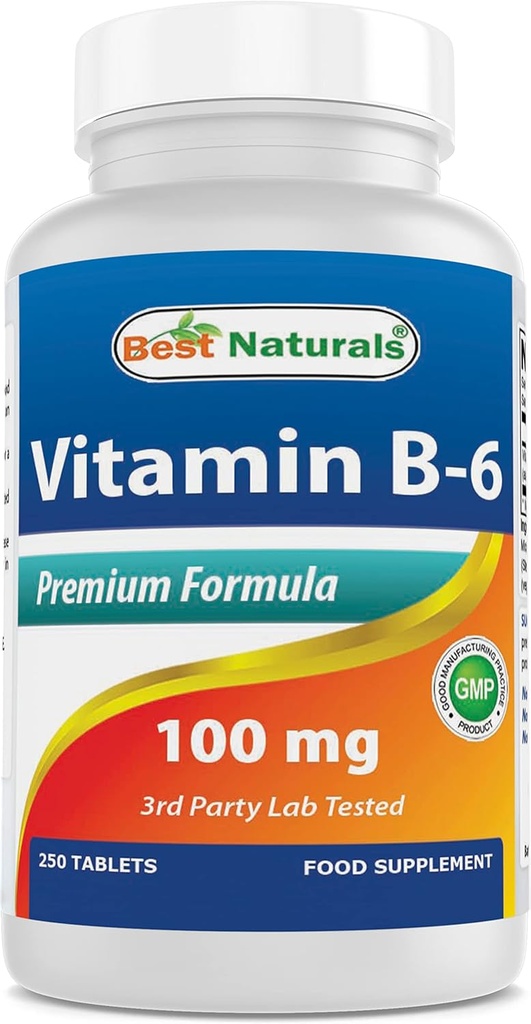 Meilleurs comprimés de vitamine B6 naturels, 100 mg, 250 Nombre